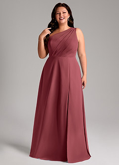 Azazie Phaedra Bridesmaid Dresses Merlot A-Line One Shoulder Chiffon Dress image5