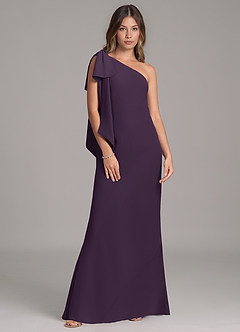 Azazie Capri Bridesmaid Dresses Plum A-Line One Shoulder Chiffon Dress image6