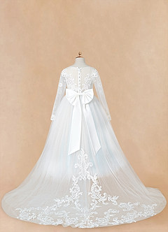 Azazie Elodie Robe Demoiselle D'honneur Fillette Robe Princesse en Dentelle Ivoire Bleu Ciel image13
