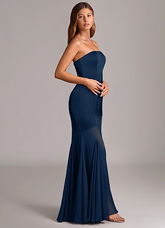 Azazie Uma Bridesmaid Dresses Dark Navy Mermaid Strapless Chiffon Convertible Dress image4