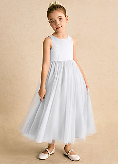 Azazie Solia Robe Demoiselle D'honneur Fillette Robe Princesse en Tulle Arc Blanc image4
