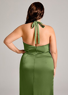 Azazie Valerie Suknie dla druhen Syrena Pofałdowany Satyna elastyczna Do ziemi Sukienka image8