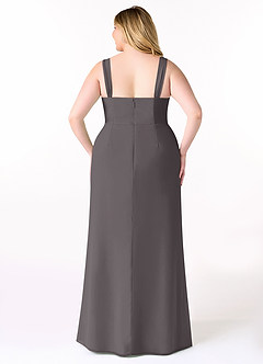 Azazie Denice Vestidos de damas de honor Vestido de Gris Acero de Gasa de Recto con Plisado image10