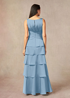 Azazie Viola Mother of the Bride Dresses Powder Blue A-Line Pleated Stretch Satin Dress image3