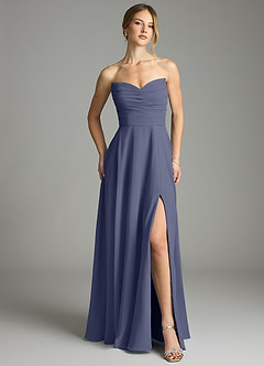 Azazie Ayla Abiti da Damigella Abito A-Line in Chiffon Scollo a Cuore Stormy image7