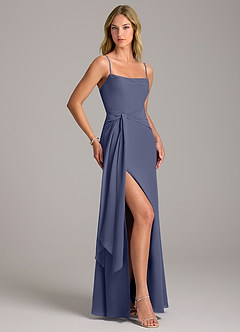 Azazie Tahlia Bridesmaid Dresses Stormy A-Line with Belt Chiffon Dress image3