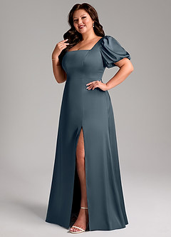 Azazie Fyona Brautjungfernkleider A-Linie Plissee Stretch-Satin Kleid Zwielichtviolett image12