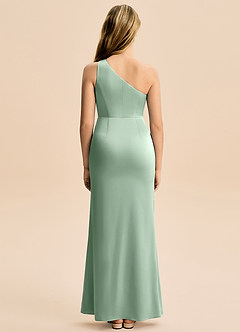 Azazie Akilah Junior Agave Sheath Pleated Stretch Satin Dress image6