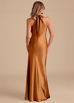 Azazie Doretta Bridesmaid Dresses Copper Mermaid Bow Metallic Satin Dress image6