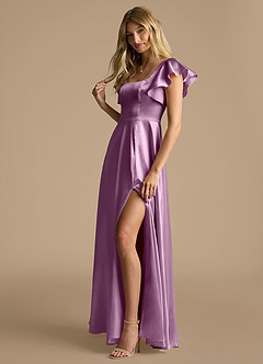 Azazie Bondi Brautjungfernkleider A-Linie Schleifen Metallischer Satin Kleid Blauregen image7