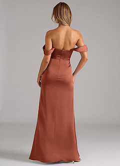 Azazie Johana Bridesmaid Dresses Clay Mermaid Off the Shoulder Stretch Satin Convertible Dress image4