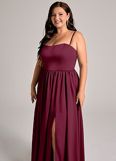 Azazie Calianna Brautjungfernkleider Wandelbar A-Linie Schulterfrei Stretch-Satin Kleid Maulbeerrot image11