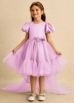 Azazie Cocoa Flower Girl Dresses Candy Pink Ball-Gown Pleated Tulle Dress image3