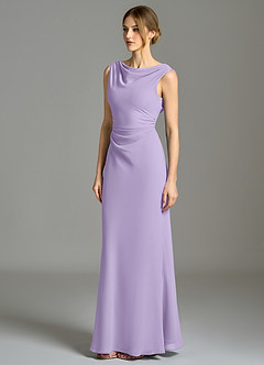 Azazie Kieryn Bridesmaid Dresses Lilac Mermaid Pleated Chiffon Dress image3