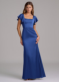 Azazie Elkie Bridesmaid Dresses Royal Blue Mermaid Square Neckline Stretch Satin Dress image1