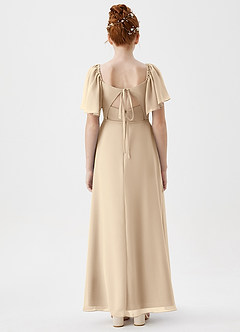 Azazie Chloe Junior Champagne A-Line Sweetheart Neckline Chiffon Dress image2