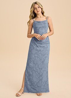 Azazie Mai Junior Osłona Pofałdowany Kwiatowe wypalenie Długość podłogi Młodsza druhna Sukienka image5