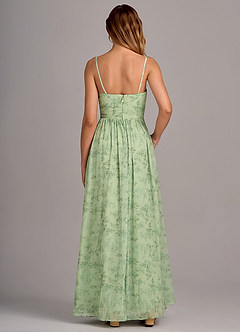 Azazie Calianna Jurken voor bruidsmeisjes Converteerbaar Jurk van Chiffon met A-Lijn Off the Shoulder Groene Varen Bloemen image5