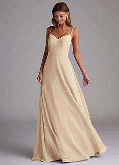 Azazie Marley Bridesmaid Dresses Champagne A-Line Off the Shoulder Chiffon Convertible Dress image5