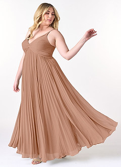 Azazie Raychelle Bridesmaid Dresses Champagne Rose A-Line V-Neck Chiffon Dress image9
