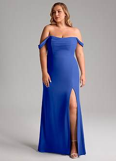 Azazie Saige Bridesmaid Dresses Royal Blue A-Line Off the Shoulder Chiffon Convertible Dress image10