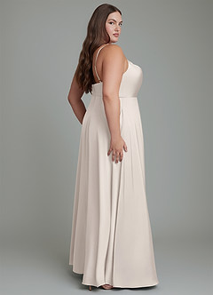 Azazie Sarella Bridesmaid Dresses White Alabaster A-Line Pleated Stretch Satin Dress image7