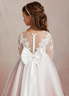 Azazie Elodie Flower Girl Dresses Ivory Cedar Rose Ball-Gown Lace Dress image8