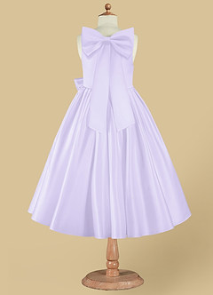 Azazie Bo Peep Flower Girl Dresses Lilac A-Line Bow Matte Satin Dress image8
