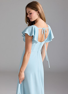 Azazie Bondi Bridesmaid Dresses Sky Blue A-Line Ruched Stretch Crepe Dress image3
