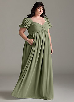 Azazie Madisynn Maternity Bridesmaid Dresses Bow Chiffon Floor-Length Dress image7