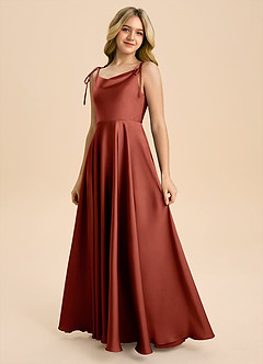 Azazie Popsy Junior Klä av A-Line i Stretch Satin Rosett image6