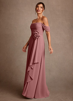 Azazie Amherst Abiti per la Madre della Sposa Abito A-Line in Chiffon a Spalla Scoperta Rosa Del Deserto image4