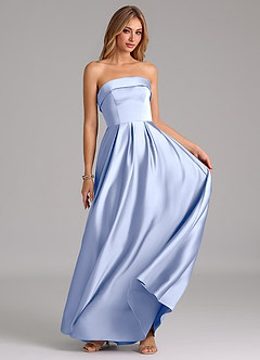 Azazie Lucienne Bridesmaid Dresses Ice A-Line Strapless Stretch Satin Convertible Dress image5