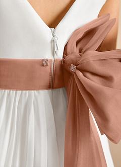 Azazie Margot Abiti da Ragazza di Fiori Abito A-Line in Chiffon Plissettato Avorio Bronzo image9