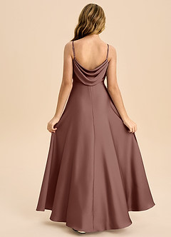 Azazie Bug Junior Espresso A-Line Pleated Stretch Satin Dress image1