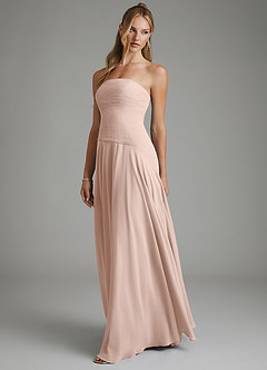 Azazie Layla Bridesmaid Dresses English Rose A-Line Strapless Chiffon Dress image4