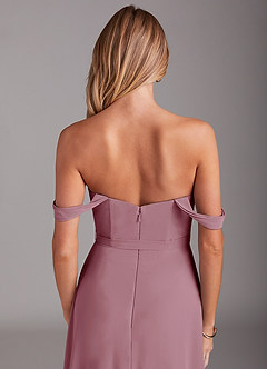 Azazie Aaron Final Sale Vintage Mauve A-Line Off the Shoulder Chiffon Convertible Dress image8