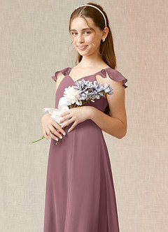 Azazie Everett Junior Robe Trapèze en Mousseline de soie Améthyste image6