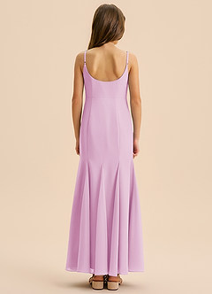 Azazie Evey Junior Abito Sirena in Chiffon Plissettato Rosa Confetto image2