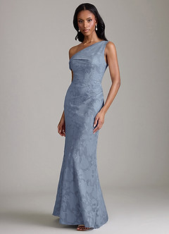 Azazie Emerson 신부 들러리 드레스 인어 오프 더 숄더 플로럴 번아웃 바닥 길이 드레스 image5