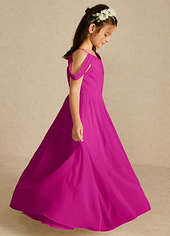 Azazie Chelle Flower Girl Dresses Fuchsia A-Line Pleated Chiffon Dress image4