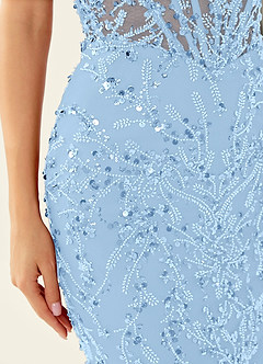 Zivah Sky Blue Beading Corset Lace Up Back Mermaid Prom Dress image6