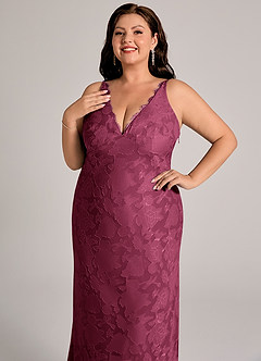 Azazie Tianna Robes de demoiselle d'honneur Robe Fourreau en Blumen-Burnout Dentelle Mûre image12