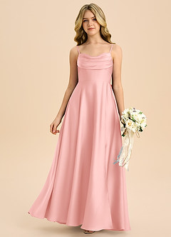 Azazie Bear Junior Powder Pink A-Line Sweetheart Neckline Stretch Satin Dress image3