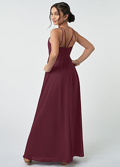 Azazie Leighton Junior Robe Trapèze en Mousseline de soie Plissée Cabernet image5