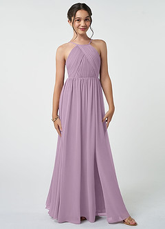 Azazie Leighton Junior Wisteria A-Line Pleated Chiffon Dress image2