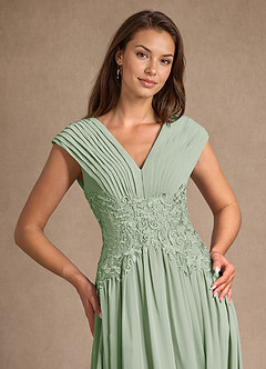 Azazie Hudson Kleider für die Brautmutter A-Linie Spitze Kleid Staubiger Salbeigrün image7