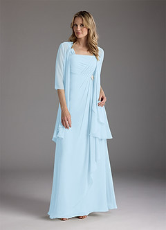 Azazie Weisz Mother of the Bride Dresses Sky Blue A-Line Square Neckline Pleated Chiffon Dress image3