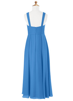 Azazie Simoan Junior Abito A-Line in Chiffon Scollo a Cuore Blue Jay image5