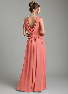 Azazie Novi Bridesmaid Dresses Salmon Pink A-Line Pleated Chiffon Dress image5